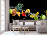 Фотообои фрукты и вода на черном фоне - 3