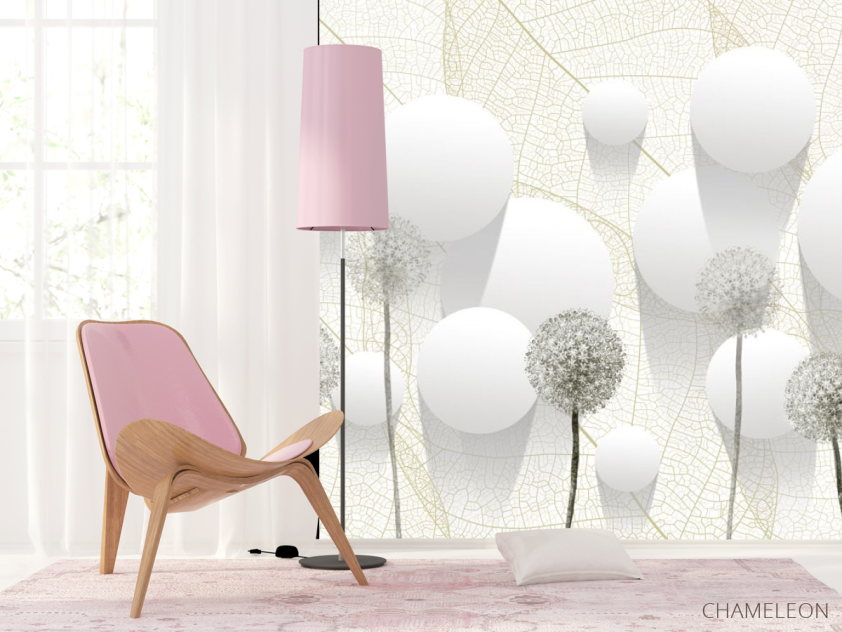 Фотошпалери Сірі кульбаби і кола - 4