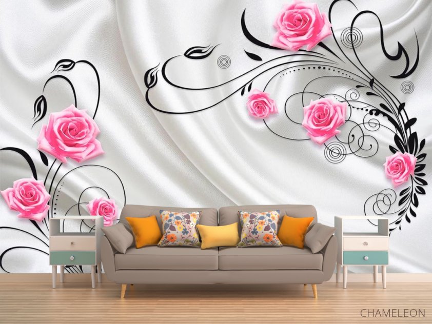 Фотообои Розы на атласе 3d - 1