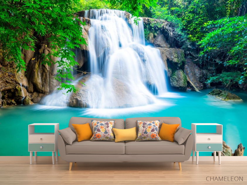 Фотообои водопад и бирюзовое озеро - 1