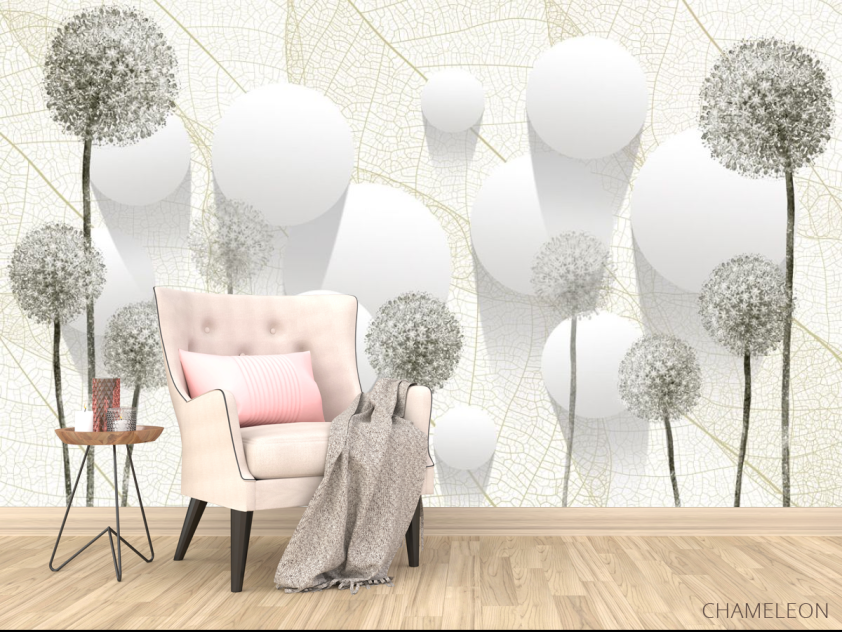 Фотообои Серые одуванчики и круги - 4