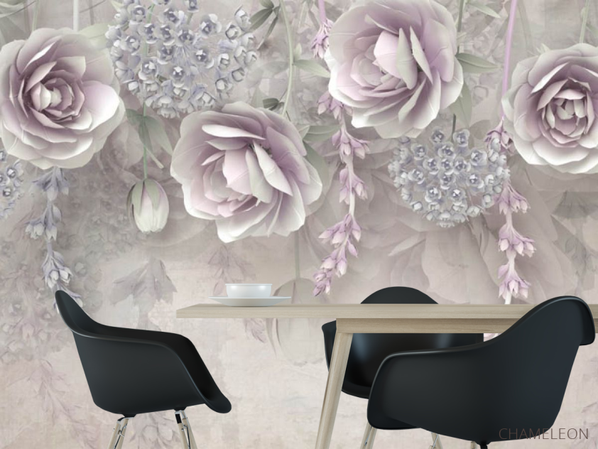 Фотошпалери Фіолетові квіти 3д - 1