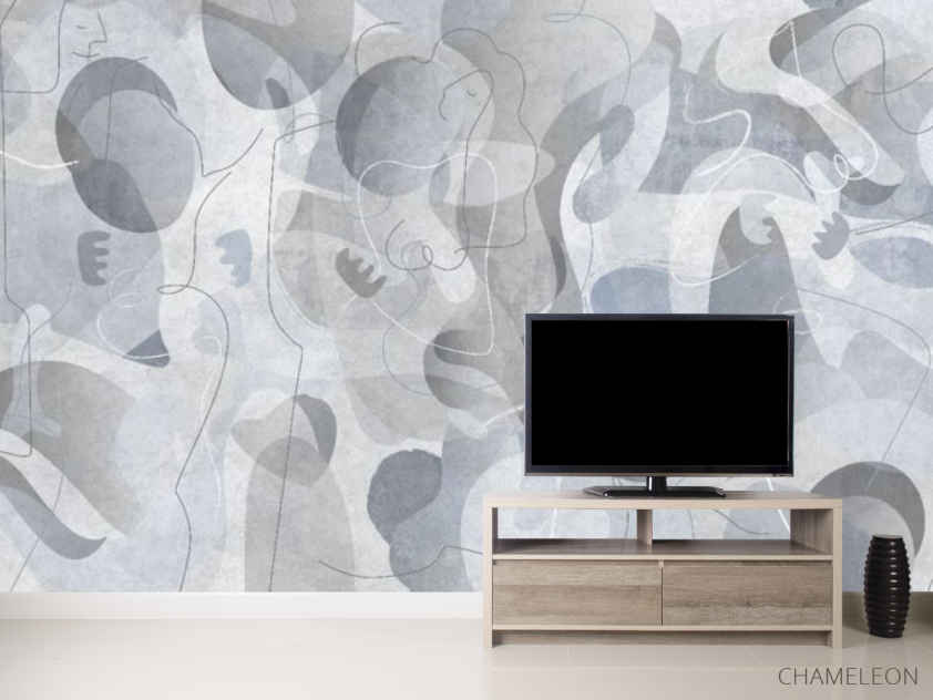 Фотообои Геометрические силуэты синяя - 2