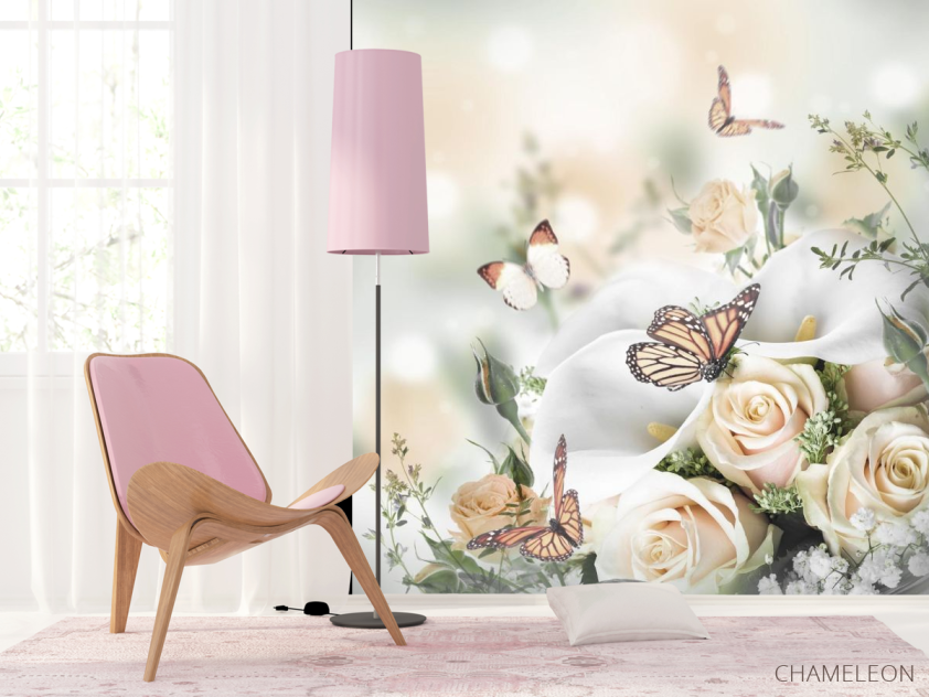 Фотообои Бабочки над розами - 4