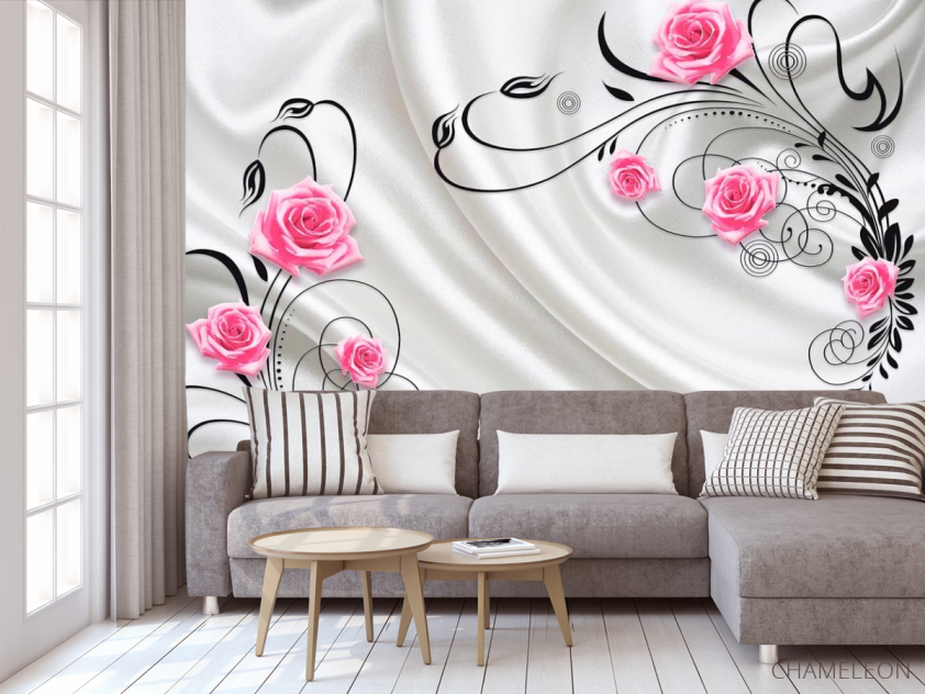 Фотообои Розы на атласе 3d - 3