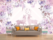 Фотообои цветы и олени - 1