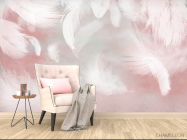 Фотообои Белые перья на розовом фоне - 4