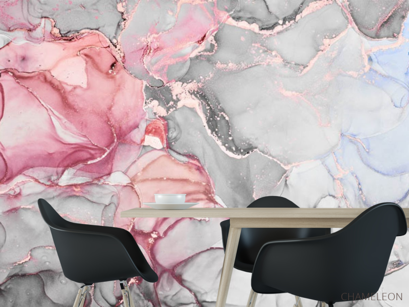 Фотошпалери сіро-рожевий fluid art - 1