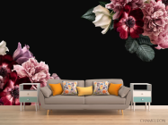 Фотообои Цветочный микс на чёрном - 1