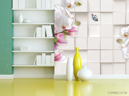 Фотошпалери Магнолії на тлі 3д квадратів - 3