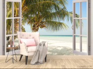 Фотообои Пальма и море в окне - 4