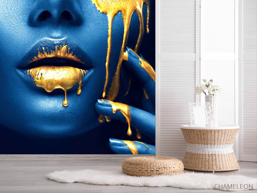 Фотошпалери Арт губи і золото - 2