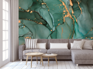 Фотообои бирюзовый флюид с золотом - 3