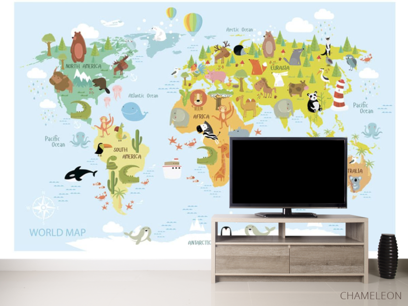 Фотообои Светло-голубая карта в детскую для мальчика - 2