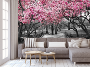 Фотообои Розовые деревья в парке - 3