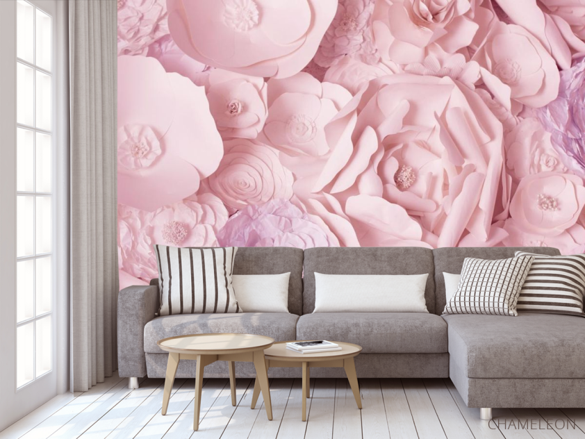 Фотообои бумажные розовые цветы - 3