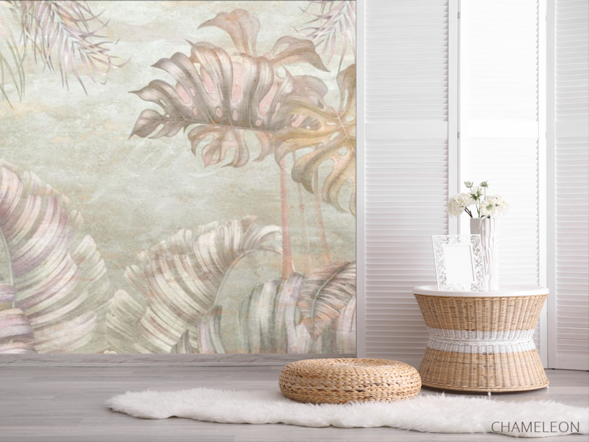 Фотошпалери рожеві тропічні листя - 2