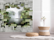 Фотошпалери 3д стіна з водоспадом - 2