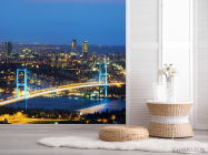 Фотошпалери міст з синьо-жовтими вогнями - 2