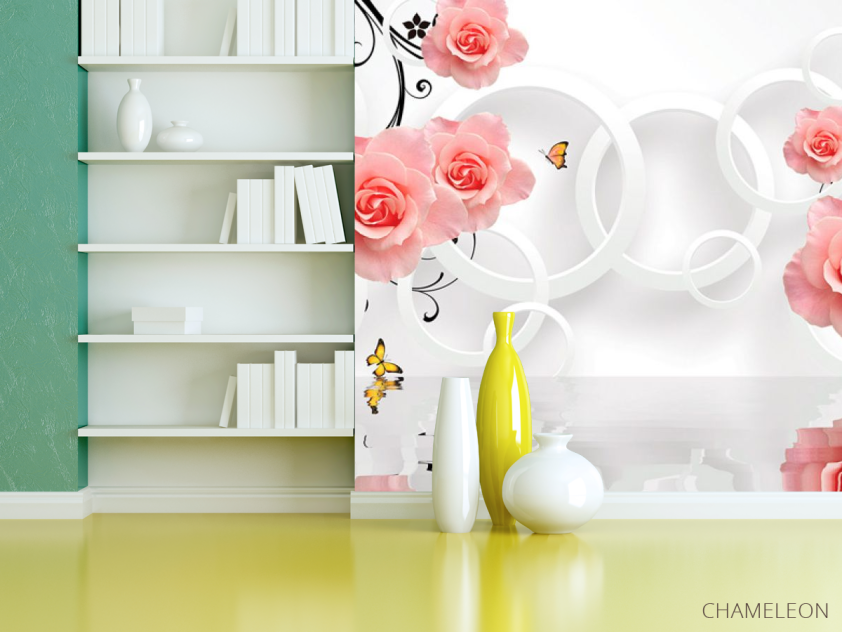 Фотошпалери 3D утоны троянд над водою - 3