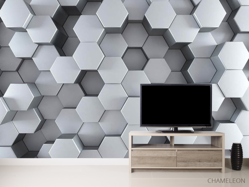 Фотообои Серые 3д шестиугольники - 2