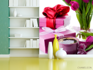 Фотошпалери Тюльпани, подарунки, кава - 3