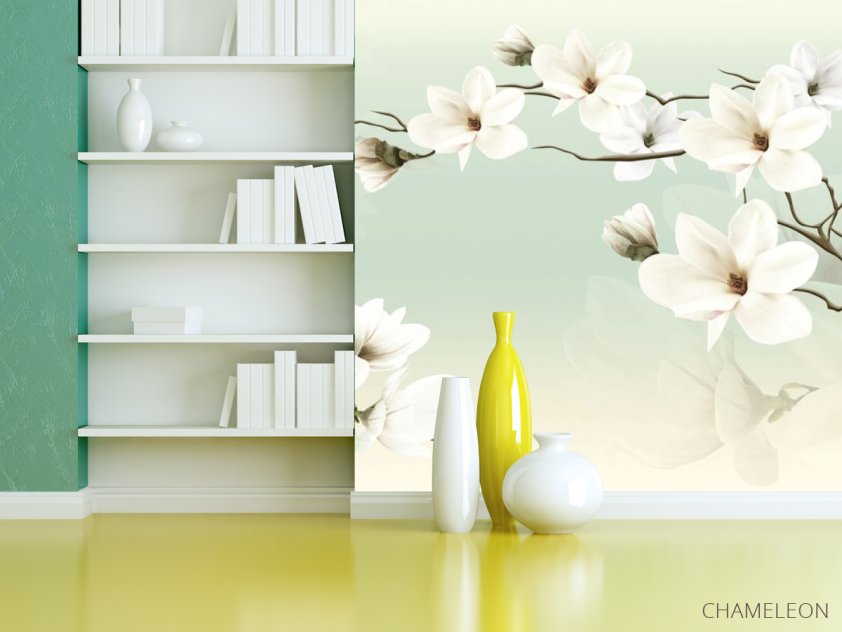 Фотошпалери Магнолії на зеленому фоні - 3