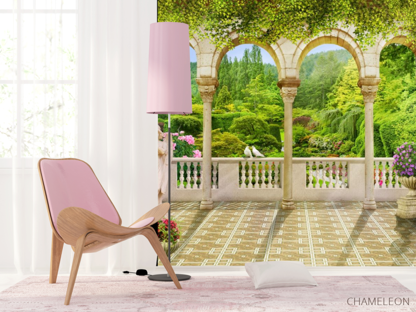 Фотошпалери голуби на кам'яної арки - 4