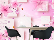 Фотошпалери 3д квадрати з квітами - 1