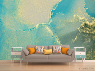 Фотообои Бирюзовый fluid art с золотом - 1