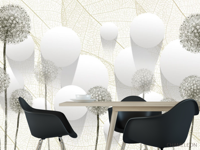 Фотошпалери Сірі кульбаби і кола - 1