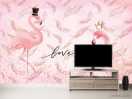 Фотообои Розовые фламинго в шляпе - 2