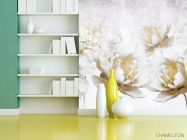 Фотошпалери білі квіти з золотом - 3