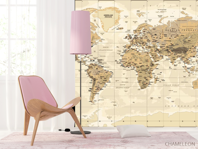 Фотошпалери Коричнева карта світу - 4