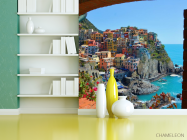 Фотошпалери різнокольорові будиночки над морем - 3