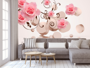 Фотообои 3D фигуры с розами - 3