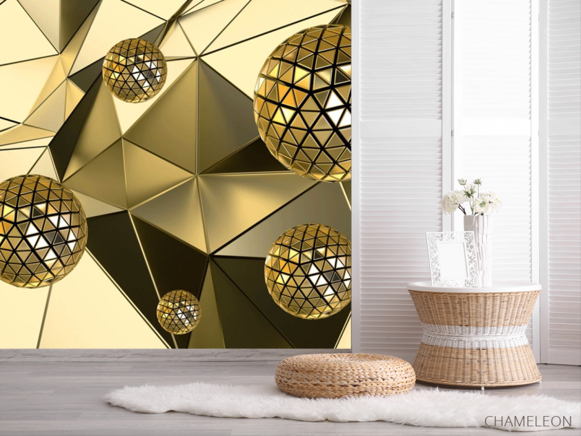 Фотошпалери Золоті сфери 3д - 2