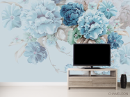 Фотообои Синие 3д цветы - 2