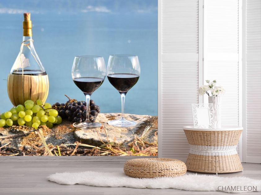 Фотошпалери червоне вино на березі - 2