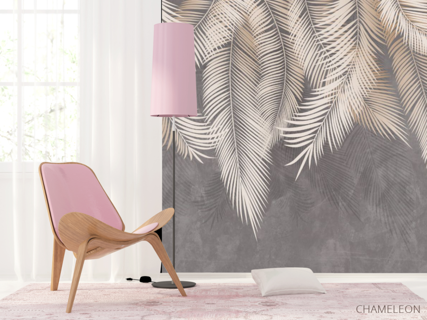 Фотошпалери сірі листя на стіну - 4