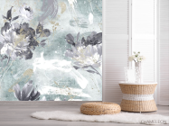 Фотошпалери дизайнерські квіти з бірюзовим золотом. - 2