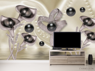 3д фотообои 3д цветы с камнями - 2