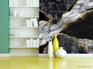 Фотошпалери чорний мармуровий fluid art - 3