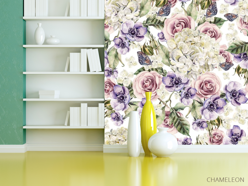 Фотообои цветы акварелью - 3