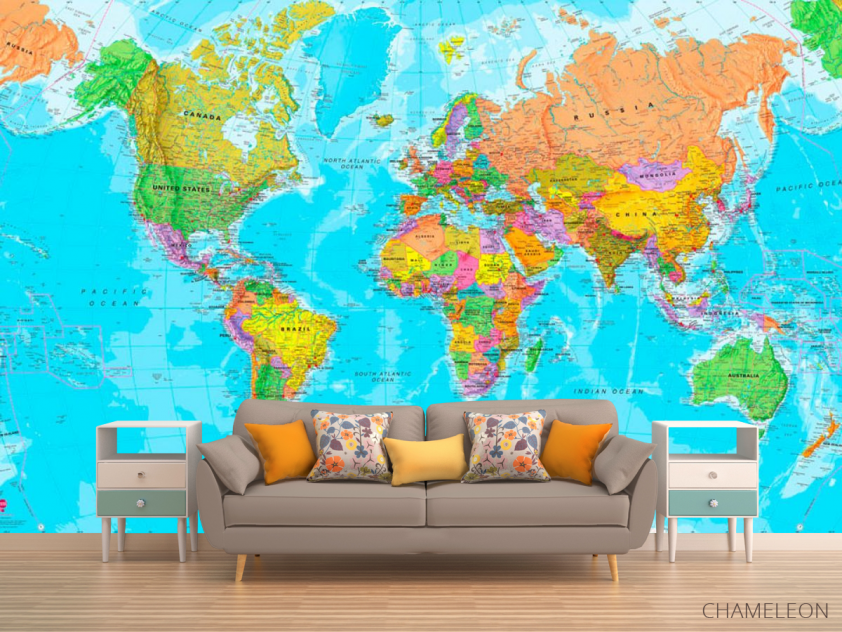 Фотообои Карта мира на английском - 1