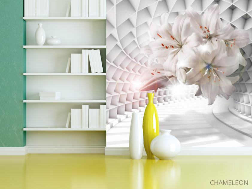 Фотошпалери 3D лілії в тунелі - 3