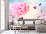 Фотообои Розовые воздушные шарики в небе - 3