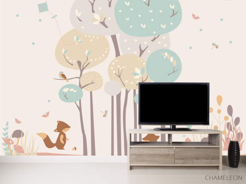 Фотообои Лисички и деревья - 2