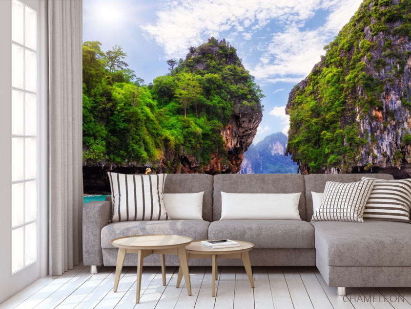 Фотообои лодка у скал - 3