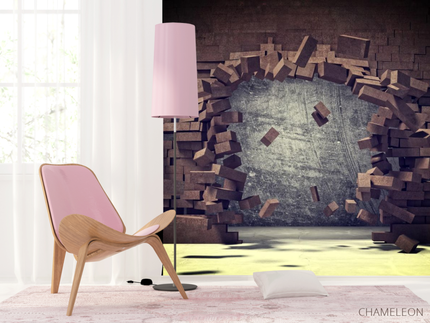 Фотошпалери Розбита коричнева цегляна стіна - 4